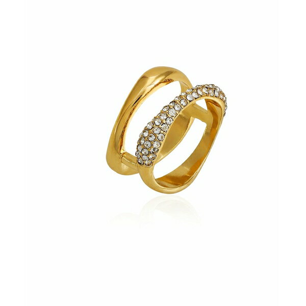 ヴィンスカムート レディース リング アクセサリー Gold-Tone Glass Stone Ring, Size 7 Gold