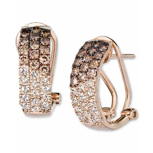 ルヴァン レディース ピアス＆イヤリング アクセサリー Ombr&eacute; Chocolate Diamond & Nude Diamond (1-1/4 ct. t.w.) Omega Hoop Earrings in 14k Rose Gold, White Gold or Yellow Gold Rose Gold