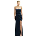 At^[VbNX fB[X s[X gbvX Strapless Topstitched Corset Satin Maxi Dress with Draped Column Skirt Midnight navy