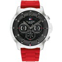 トミー ヒルフィガー メンズ 腕時計 アクセサリー Men's Red Silicone Strap Watch 50mm Red その1