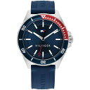 トミー ヒルフィガー メンズ 腕時計 アクセサリー Men's Blue Silicone Strap Watch 43mm Blue その1