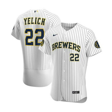 ナイキ メンズ パーカー・スウェットシャツ アウター Men's Christian Yelich White Milwaukee Brewers Alternate Authentic Player Jersey White