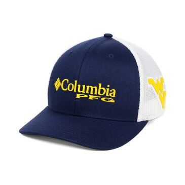 コロンビア レディース 帽子 アクセサリー West Virginia Mountaineers PFG Stretch Fitted Cap Navy/White