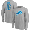 ファナティクス メンズ Tシャツ トップス Detroit Lions Fanatics Branded Team Authentic Custom Long Sleeve TShirt Goff,Jared-16