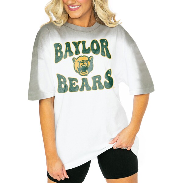 Q[fC fB[X TVc gbvX Baylor Bears Gameday Couture Women's Campus Glory Colorwave Oversized TShirt White/Gray