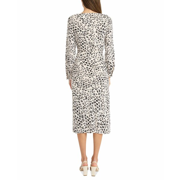 マギーロンドン レディース ワンピース トップス Women's Matte-Jersey Long-Sleeve Midi Dress Ivory/blk