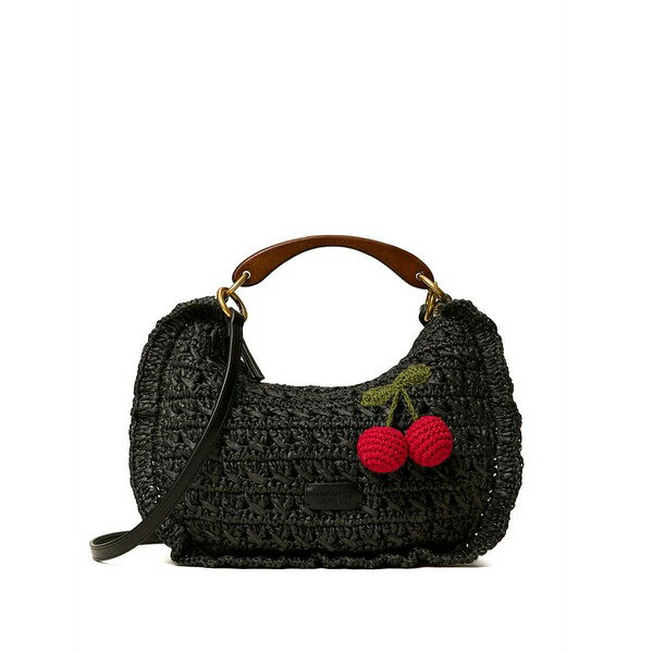 ツインセット レディース ショルダーバッグ バッグ Ruffled cherry-detail shoulder bag Black