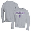 チャンピオン メンズ パーカー・スウェットシャツ アウター Northwestern Wildcats Champion Stack Logo Volleyball Powerblend Pullover Sweatshirt Heather Gray