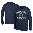 チャンピオン メンズ Tシャツ トップス New Hampshire Wildcats Champion Stacked Logo Volleyball Jersey Long Sleeve TShirt Navy