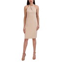 WA W[_ fB[X s[X gbvX Halter-Neck Sleeveless Sheath Dress Latte