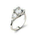 チャールズ アンド コルバード メンズ リング アクセサリー Moissanite Three Stone Ring 3 ct. t.w. Diamond Equivalent in 14k White Gold White gold