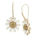 ベッツィジョンソン レディース ピアス＆イヤリング アクセサリー Pave Daisy Flower Long Drop Earrings Yellow