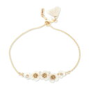 iAh[ fB[X uXbgEoOEANbg ANZT[ Gold-Tone Crystal & Imitation Mother-of-Pearl Flower Slider Bracelet White
