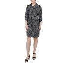 j[[NRNV fB[X s[X gbvX Petite 3/4-Sleeve Printed Shirt Dress Jet Snowpop