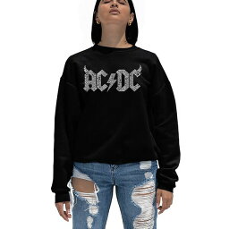エルエーポップアート レディース カットソー トップス Women's Crewneck Word Art ACDC Song Titles Sweatshirt Top Black