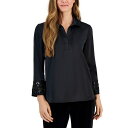 アンクライン レディース カットソー トップス Women's Embellished-Sleeve Collared Blouse Anne Black