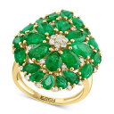 GtB[ RNV fB[X O ANZT[ EFFY&reg; Emerald (6-1/4 ct. t.w.) & Diamond (3/8 ct. t.w.) Flower Cluster Ring in 14k Yellow Gold Emerald