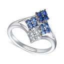 ルヴァン メンズ リング アクセサリー Ombr&eacute;&reg; Denim Ombr&eacute; (1/2 ct. t.w.) & White Sapphire (1/6 ct. t.w.) Quad Cluster Statement in 14k White Gold 14K Vanilla Gold Ring