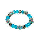 2028 Y uXbgEoOEANbg ANZT[ Silver Tone Aqua Pink Flower Crystal Stretch Beaded Bracelet Blue