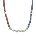 ラッキーブランド メンズ ネックレス・チョーカー アクセサリー Two-Tone Mixed Bead Single Strand Necklace, 16