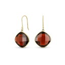 楽天astyブリング レディース ピアス＆イヤリング アクセサリー Classic Elegant Genuine 10K Gold Faceted Briolette Gemstone Bezel Set Square Cushion Cut Red Garnet Dangle Drop Earrings For Women Wire Fish Hook Dark red