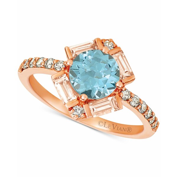 ルヴァン レディース リング アクセサリー Baguette Frenzy&reg; Multi-Gemstone (1-1/3 ct. t.w.), and Nude Diamond (1/4 ct. t.w.) Ring in 14k Strawberry Gold Multi Colored