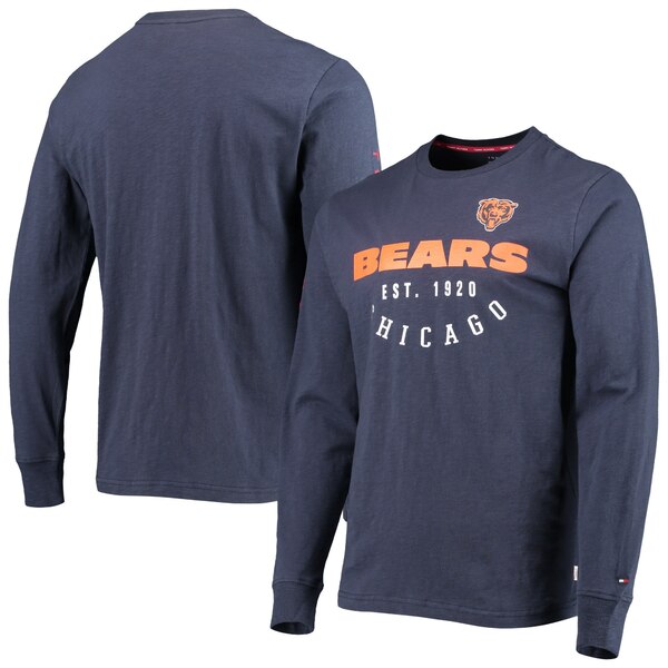 トミー ヒルフィガー メンズ Tシャツ トップス Chicago Bears Tommy Hilfiger Peter Long Sleeve TShirt Navy