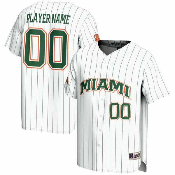 ゲームデイグレーツ メンズ ユニフォーム トップス Miami Hurricanes GameDay Greats NIL PickAPlayer Lightweight Baseball Jersey White