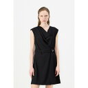 ダナ キャラン ニューヨーク レディース ワンピース トップス COWL NECK DRESS WITH PLEATS AND FAUX WRAP - Cocktail dress / Party dress - black/eggshell