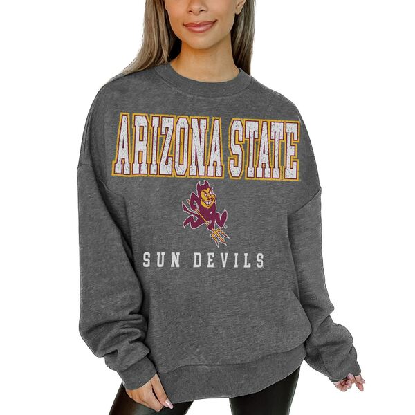 ǥ ǥ ѡåȥ  Arizona State Sun Devils Gameday Couture Women's Distressed Fleece Pullover Sweatshirt Heather Charcoal