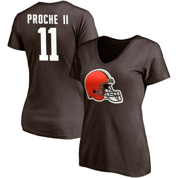ファナティクス レディース Tシャツ トップス Cleveland Browns Fanatics Branded Women 039 s Team Authentic Personalized Name Number VNeck TShirt Brown