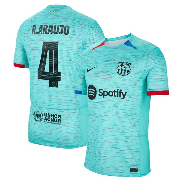 ナイキ メンズ ユニフォーム トップス Ronald Araujo Barcelona Nike 2023/24 Third Replica Jersey Aqua