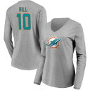 t@ieBNX fB[X TVc gbvX Miami Dolphins Fanatics Branded Women's Team Authentic Custom Long Sleeve VNeck TShirt Hill,Tyreek-10