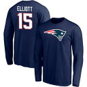 ファナティクス メンズ Tシャツ トップス New England Patriots Fanatics Branded Team Authentic Personalized Name & Number Long Sleeve TShirt Elliott,Ezekiel-15