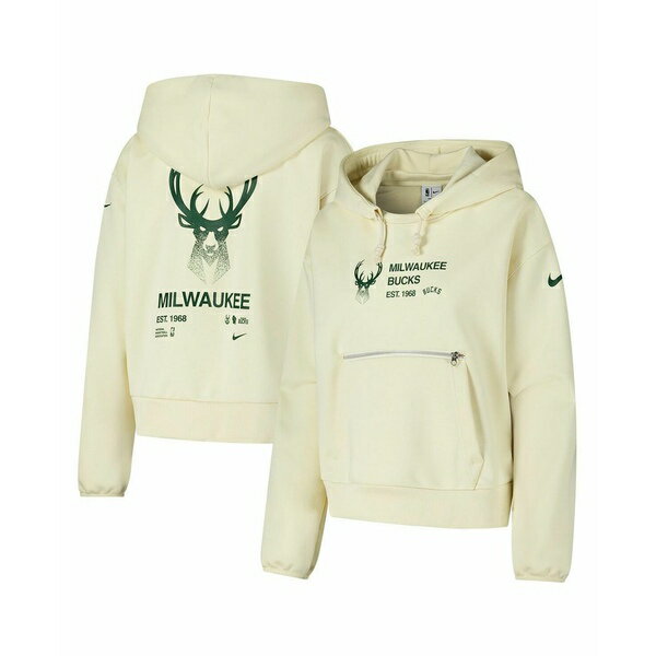 ナイキ レディース パーカー・スウェットシャツ アウター Women's Cream Milwaukee Bucks Courtside Standard Issue Performance Pullover Hoodie Cream