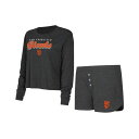 コンセプトスポーツ レディース Tシャツ トップス Women's Black San Francisco Giants Meter Knit Long Sleeve T-shirt and Shorts Set Black