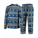 コンセプトスポーツ メンズ Tシャツ トップス Men's Navy West Virginia Mountaineers Ugly Sweater Long Sleeve T-shirt and Pants Sleep Set Navy(4)