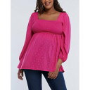 マザーフッドマタニティ レディース カットソー トップス Women's Smocked Square Neck Long Sleeve Babydoll Maternity Top - Motherhood Maternity Carabet(4)