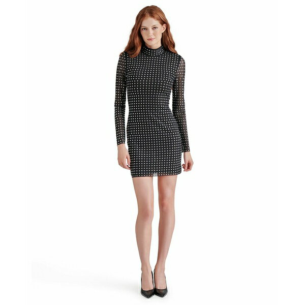 スティーブ マデン レディース ワンピース トップス Women's Krista Rhinestone Mini Dress Black