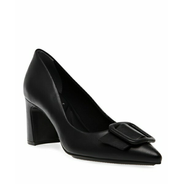 アンクライン レディース パンプス シューズ Women's Bentley Buckle Block Heel Pumps Black Smooth