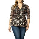 キヨナ レディース カットソー トップス Plus Size Luxe Lace Top Multicolor(4)