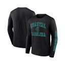ファナティクス メンズ シャツ トップス Men's Black Coastal Carolina Chanticleers Distressed Arch Over Logo Long Sleeve T-shirt Black