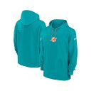 ナイキ メンズ パーカー・スウェットシャツ アウター Men's Aqua Miami Dolphins Sideline Jersey Performance Pullover Hoodie Aqua