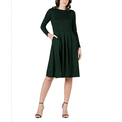 24セブンコンフォート レディース ワンピース トップス Women's Midi Length Fit and Flare Dress Hunter 24セブンコンフォート レディース ワンピース トップス Women's Midi Length Fit and Flare Dress Hunter