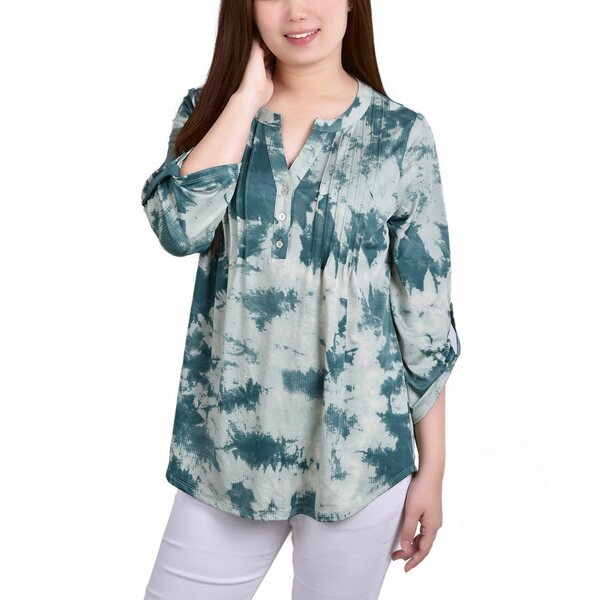 ˥塼衼쥯 ǥ åȥ ȥåץ Petite Knit Jacquard 3/4 Sleeve Roll Tab...