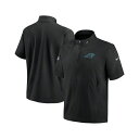 ナイキ メンズ パーカー・スウェットシャツ アウター Men's Black Carolina Panthers Sideline Coach Short Sleeve Hoodie Quarter-Zip Jacket Black