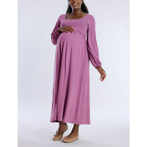 マザーフッドマタニティ レディース ワンピース トップス Women's Long Sleeve Empire Waist Maxi Dress - Motherhood Maternity Grape nectar