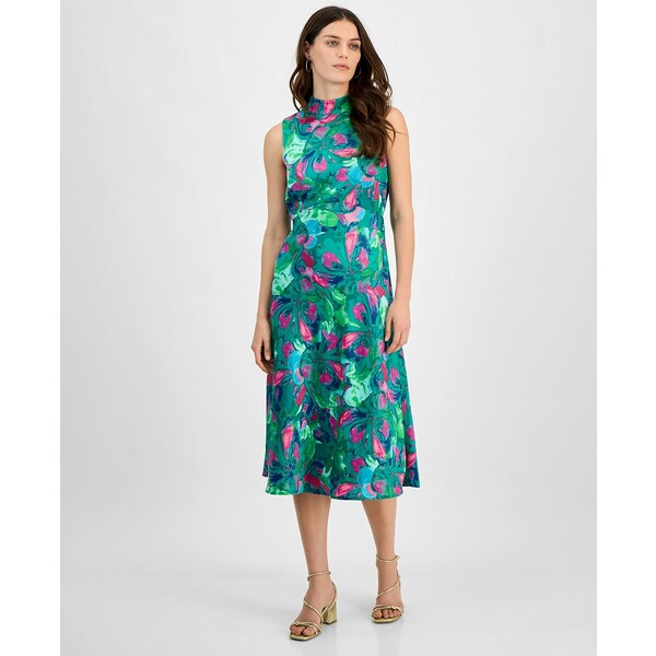 タハリエーエスエル レディース ワンピース トップス Women's Sleeveless Mock-Neck Midi Dress Jade Rose
