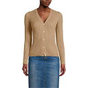 ランズエンド レディース ニット&セーター アウター Women's Fine Gauge Cotton Cardigan Sweater Vicuna heather