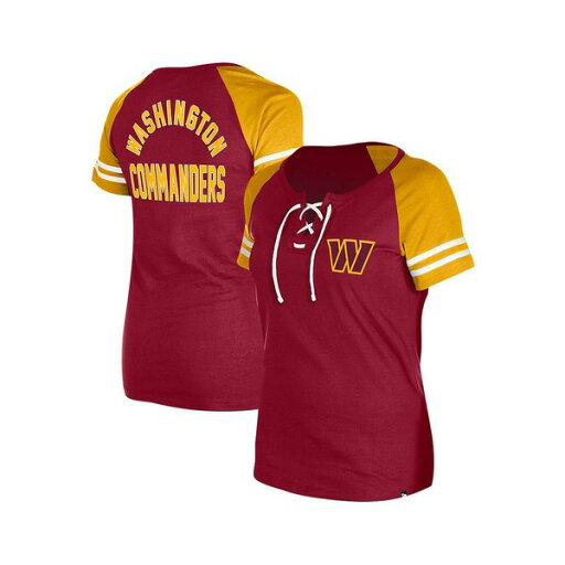 ニューエラ レディース Tシャツ トップス Women's Burgundy Washington Commanders Lace-Up Raglan T-Shirt Burgundy ニューエラ レディース Tシャツ トップス Women's Burgundy Washington Commanders Lace-Up Raglan T-Shirt Burgundy